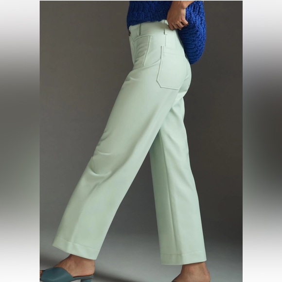 Anthropologie The Colette Cropped Wide-Leg Pants by Maeve Faux-Leather Edition 3 - Picture 7 of 11